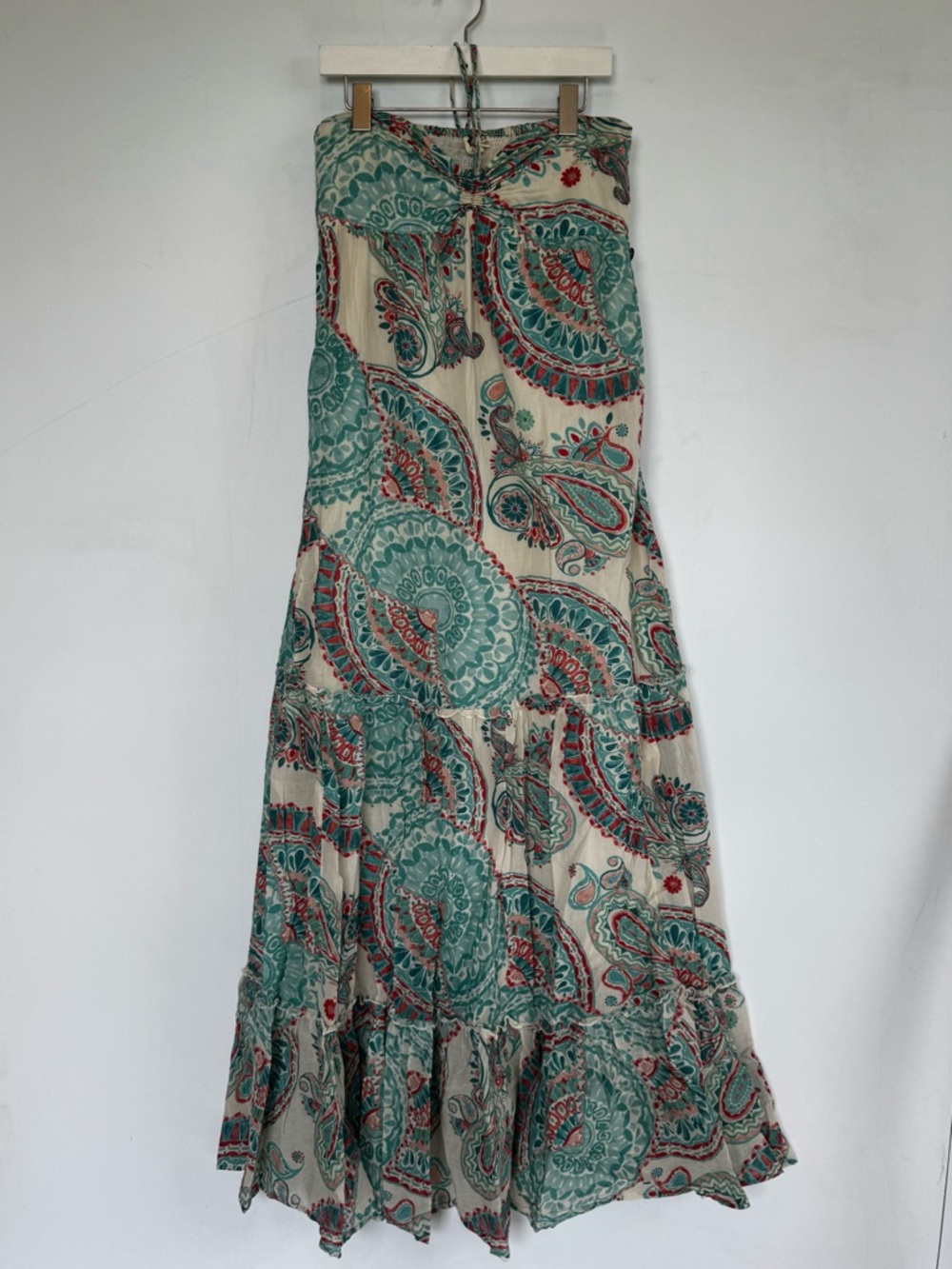 Roxy Bohemian Teal Paisley Halter Cotton Maxi Dress Size Medium - Picture 2 of 10